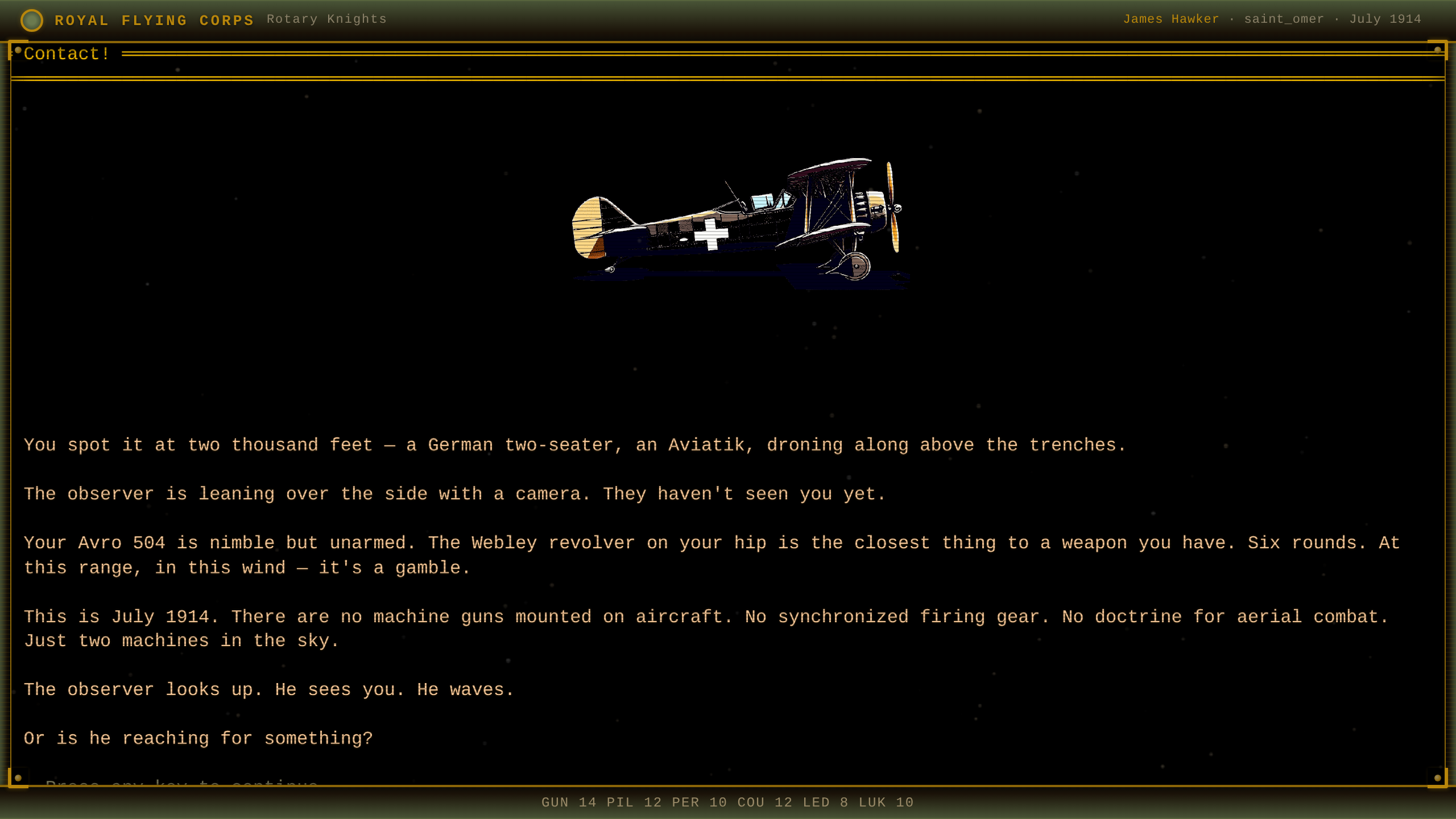 First encounter — German Aviatik spotted over the front